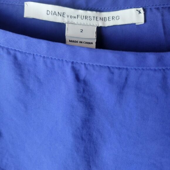 Diane Von Furstenberg Dress Womens 2 Gabe Cap Sleeve Tie Poplin Sheath Career - Picture 2 of 16